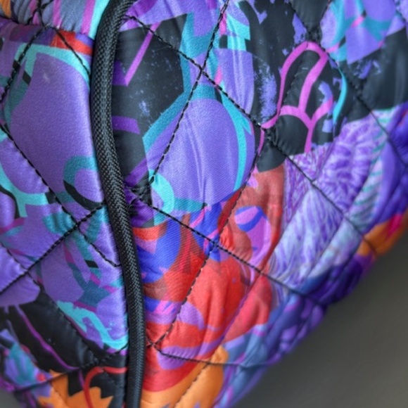 DOLCEZZA large quilted fabric travel bag multicolour purple with shoulder strap - Picture 10 of 16